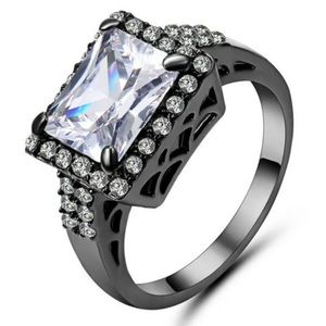 Sale! White Sapphire & Black Gold Filled ring